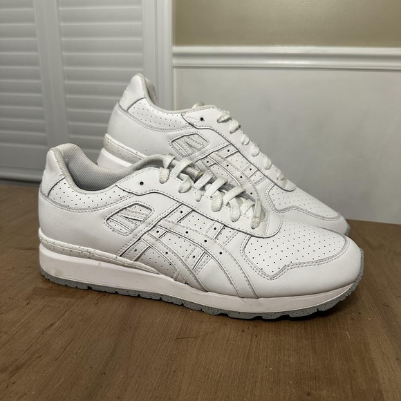 ASICS Shoes Mens Size 12 White Leather Low Top Retro Running Gym Casual H50FK - Picture 1 of 7